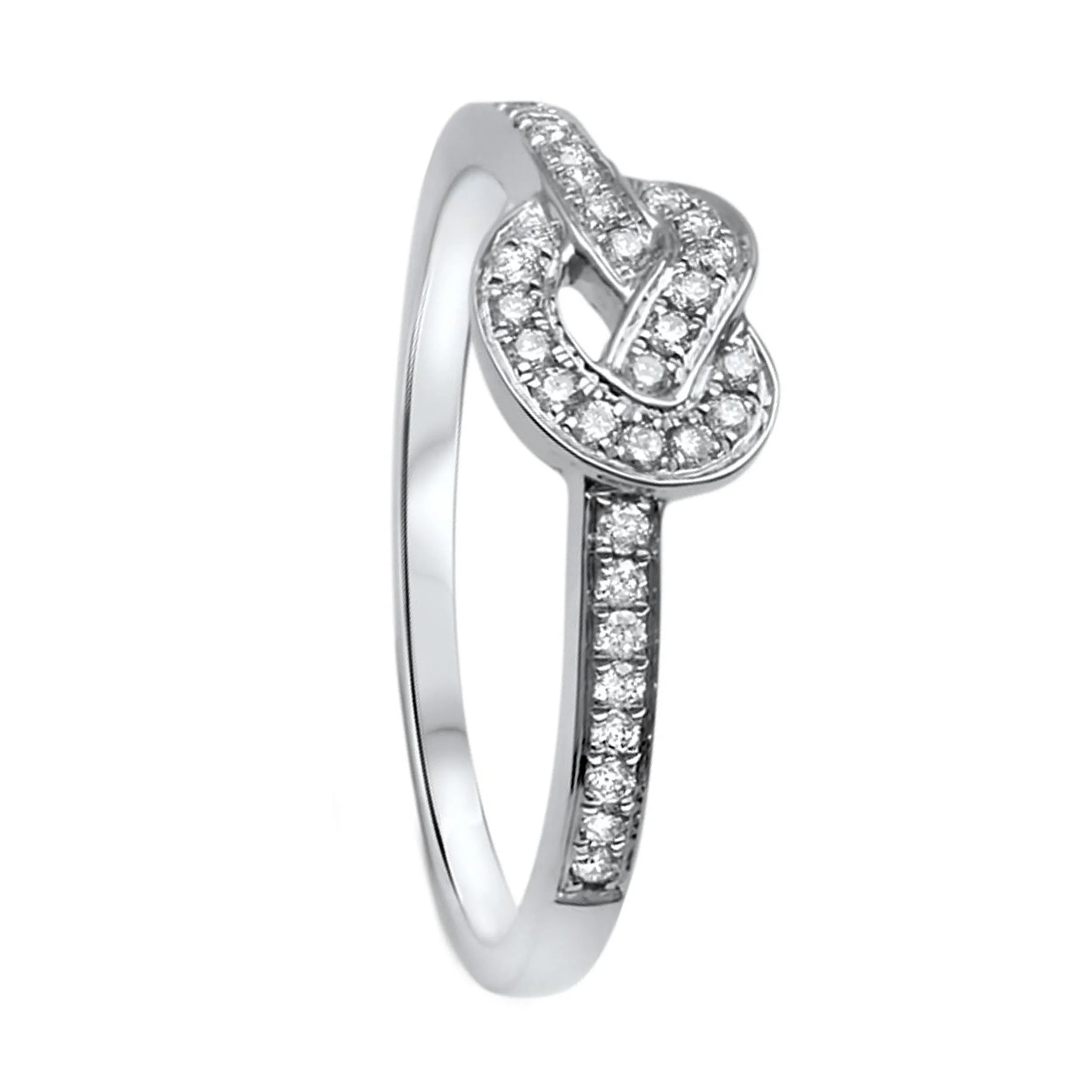 0.20ct Pavé Round Diamonds in 14K White Gold Love Knot Ring