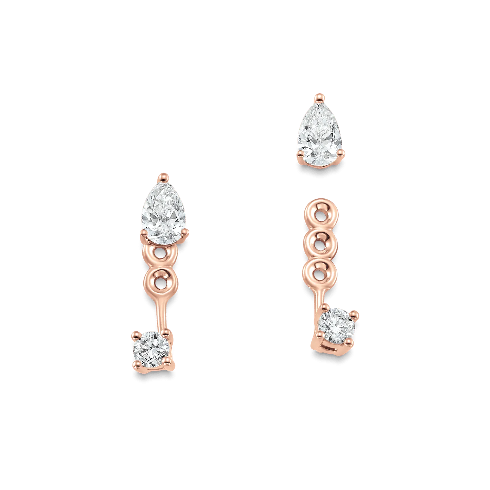 0.80 TCW Pear & Round Moissanite Diamond Ear Jacket Earrings