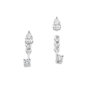 0.80 TCW Pear & Round Moissanite Diamond Ear Jacket Earrings