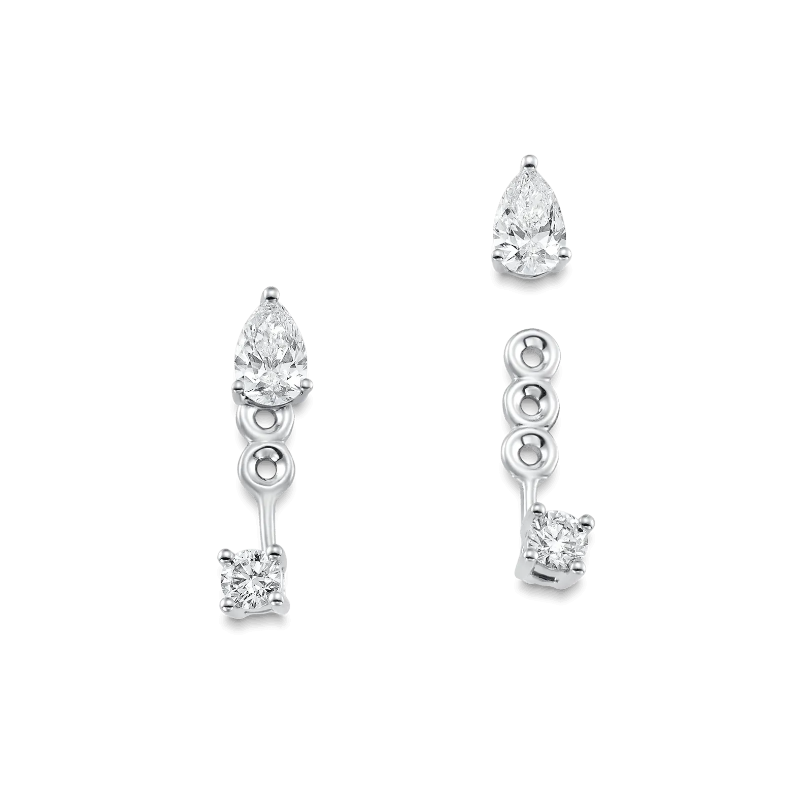 0.80 TCW Pear & Round Moissanite Diamond Ear Jacket Earrings