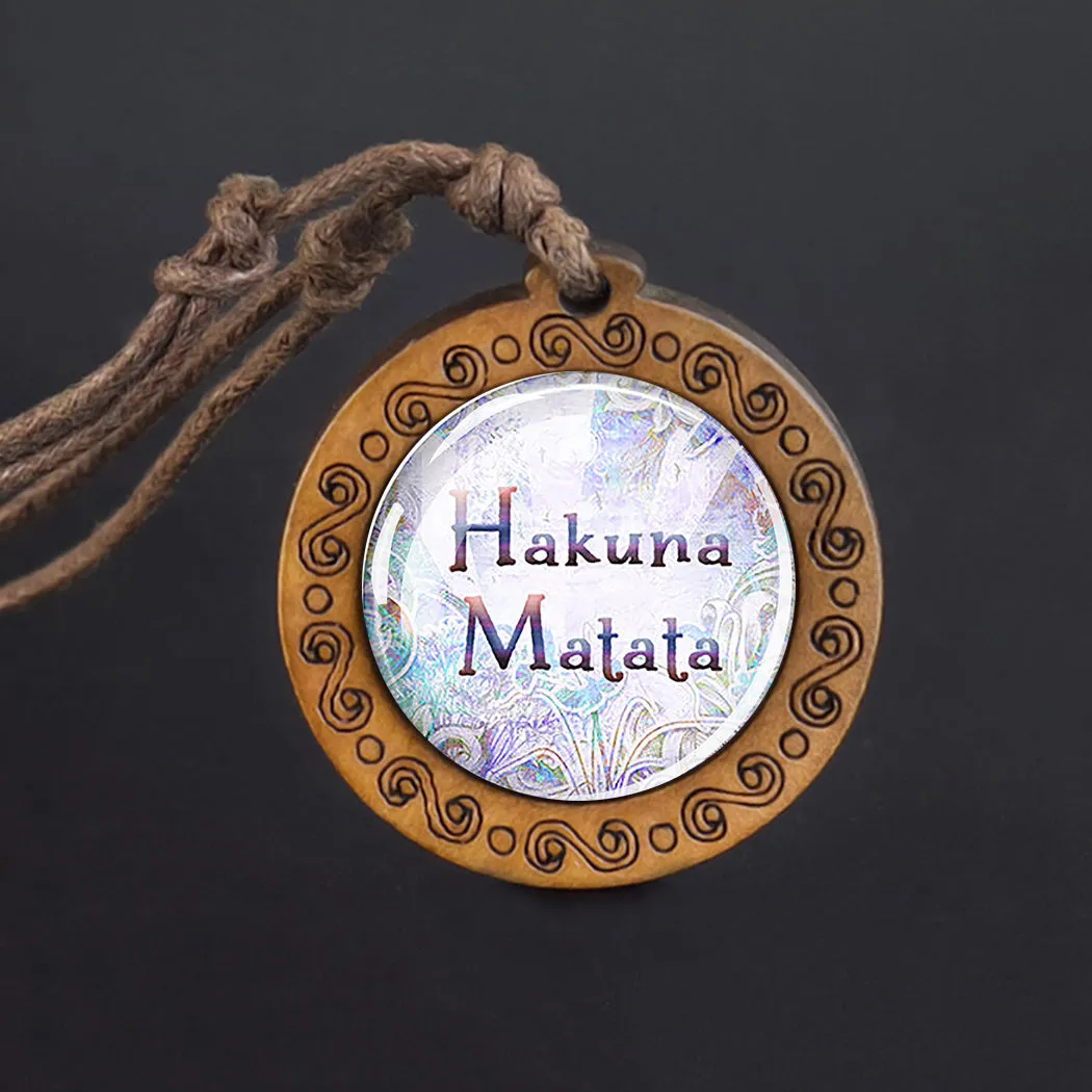 1 Pc Men's Inspiring Quote Glass Wood Pendant Necklace Graduation Gift