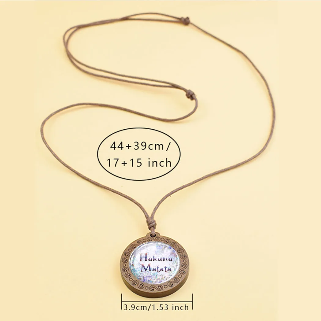 1 Pc Men's Inspiring Quote Glass Wood Pendant Necklace Graduation Gift