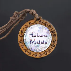 1 Pc Men's Inspiring Quote Glass Wood Pendant Necklace Graduation Gift
