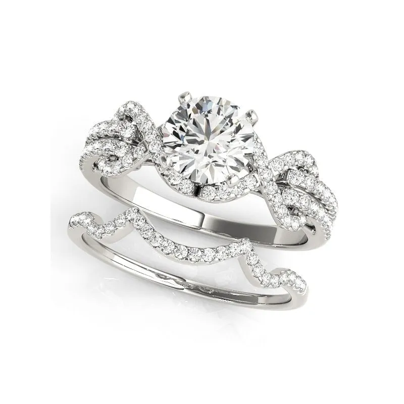 1.0 ct Round Cut Diamond Knot Engagement Ring Set