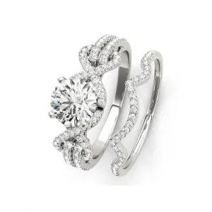 1.0 ct Round Cut Diamond Knot Engagement Ring Set