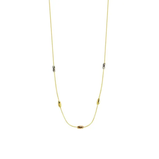10K Tri Gold Mirror Cut Beaded Necklace