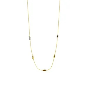 10K Tri Gold Mirror Cut Beaded Necklace