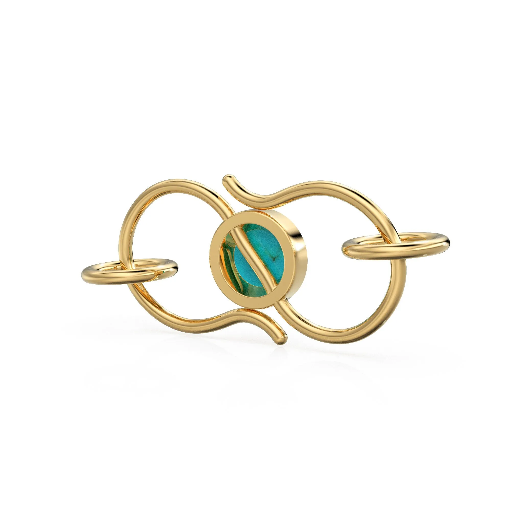 10mmx18mm 18k Solid Gold S Hook Clasp With 5.5mm Sleeping Beauty Blue Turquoise Bezel