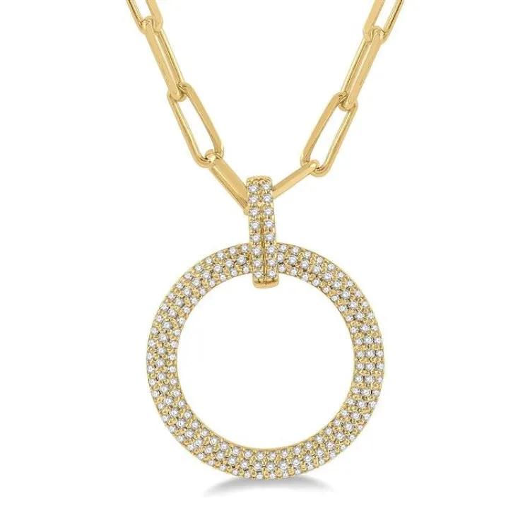1/2 ctw Circle Of Love Round Cut Diamond Pendant With Chain in 14K Yellow Gold