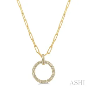 1/2 ctw Circle Of Love Round Cut Diamond Pendant With Chain in 14K Yellow Gold