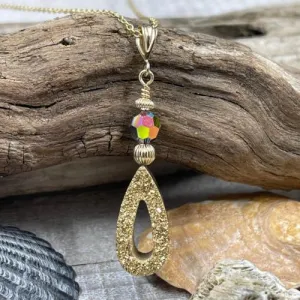 14K Coated Druzy Drop Necklace