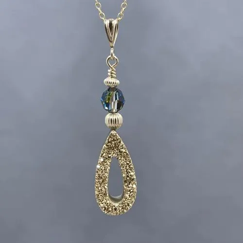 14K Coated Druzy Drop Necklace