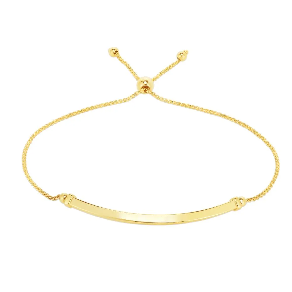 14K Gold Curved Bar Friendship Bracelet