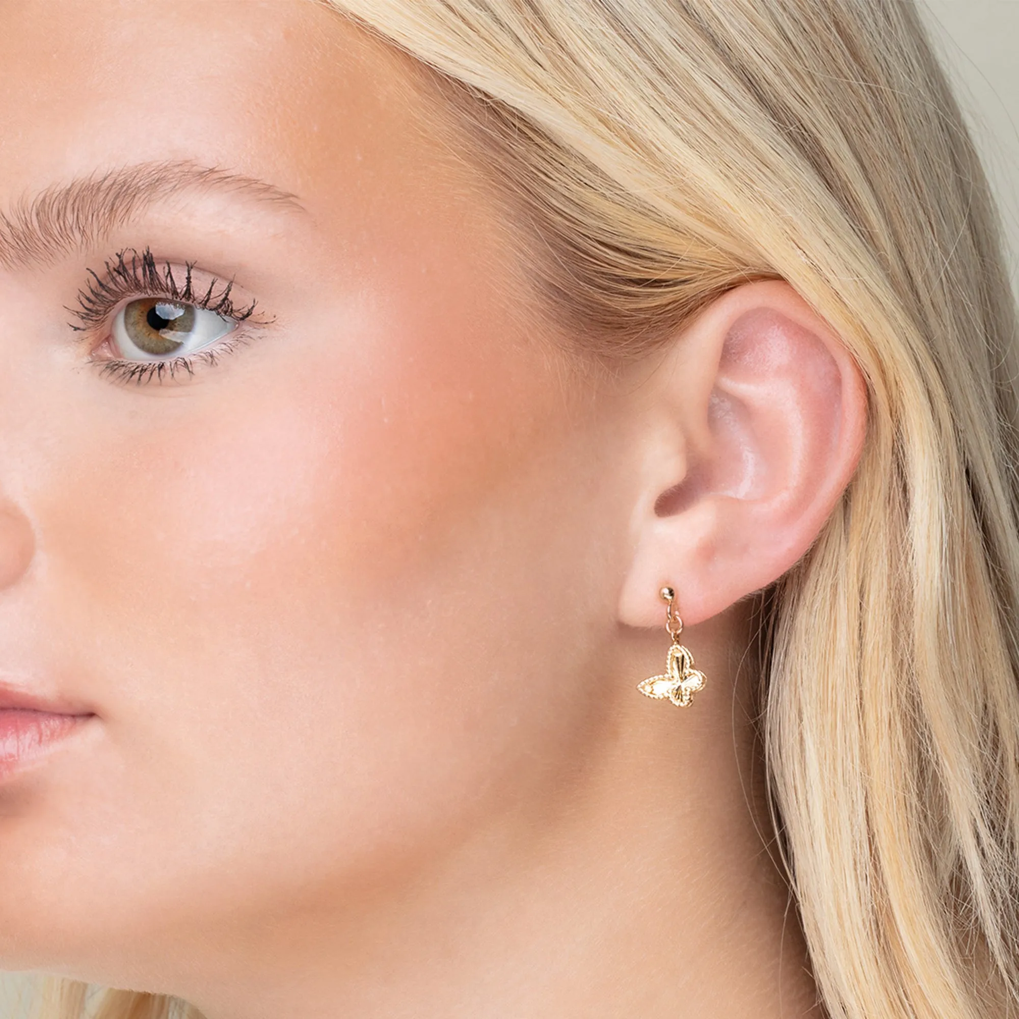 14K Gold Prosecco Radiating Butterfly Earrings