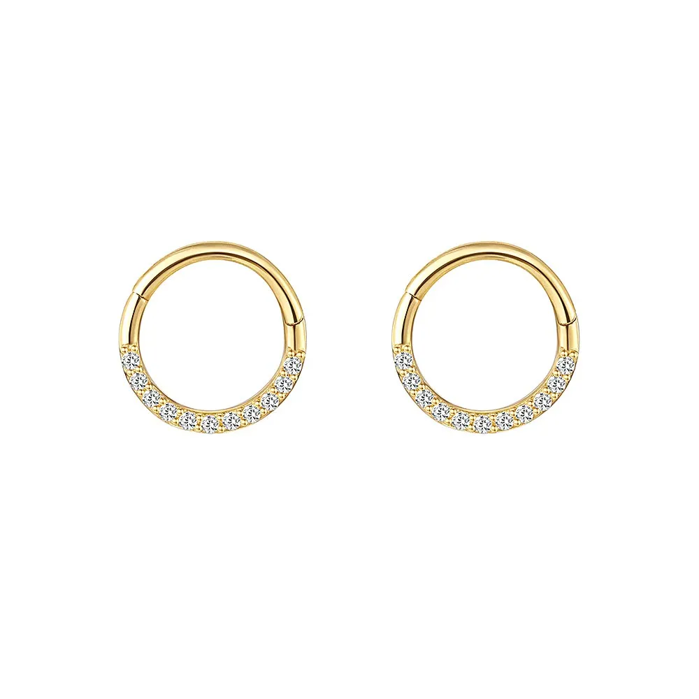 14k GOLD Round Semi-gloss Gold Huggie Earrings