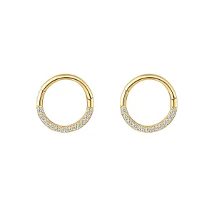 14k GOLD Round Semi-gloss Gold Huggie Earrings