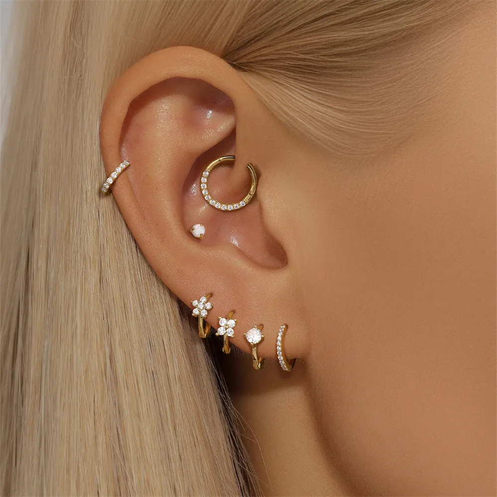14k GOLD Round Semi-gloss Gold Huggie Earrings
