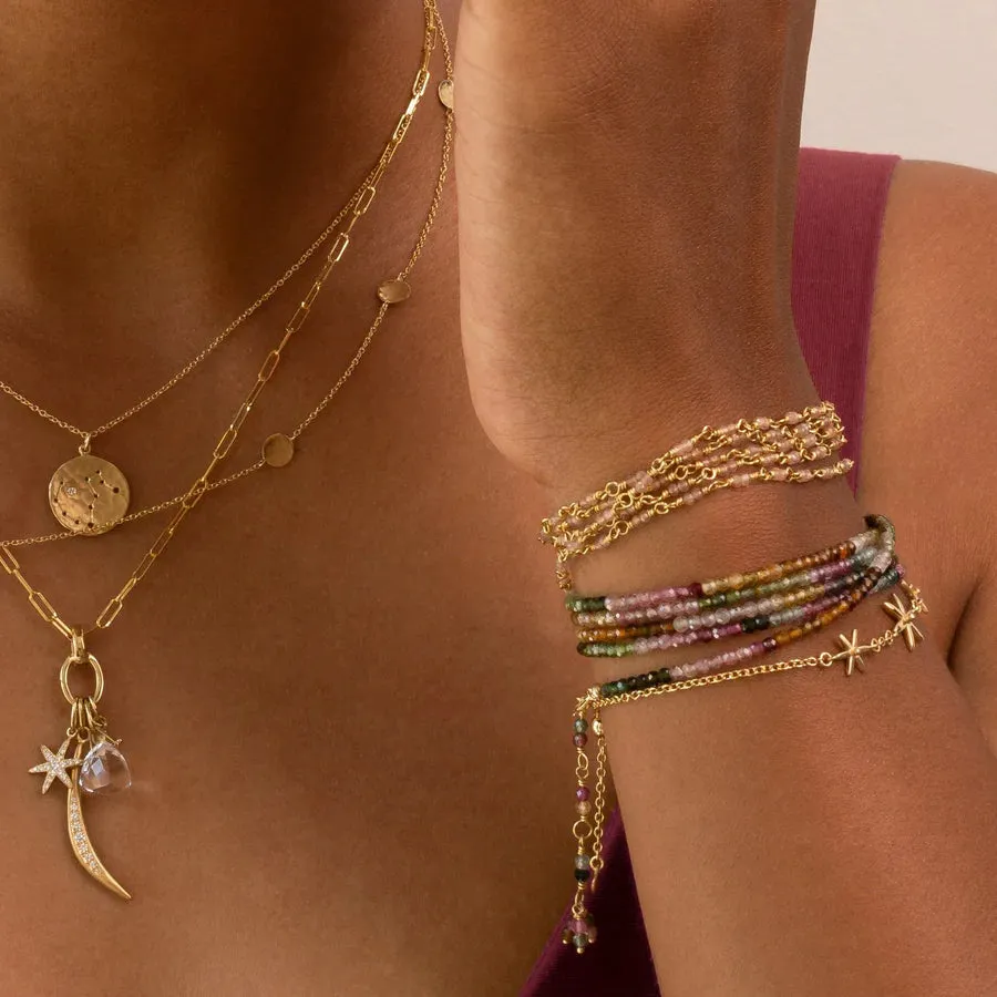 14K Gold Wrap Bracelet / Necklace with Multiple Stone Options