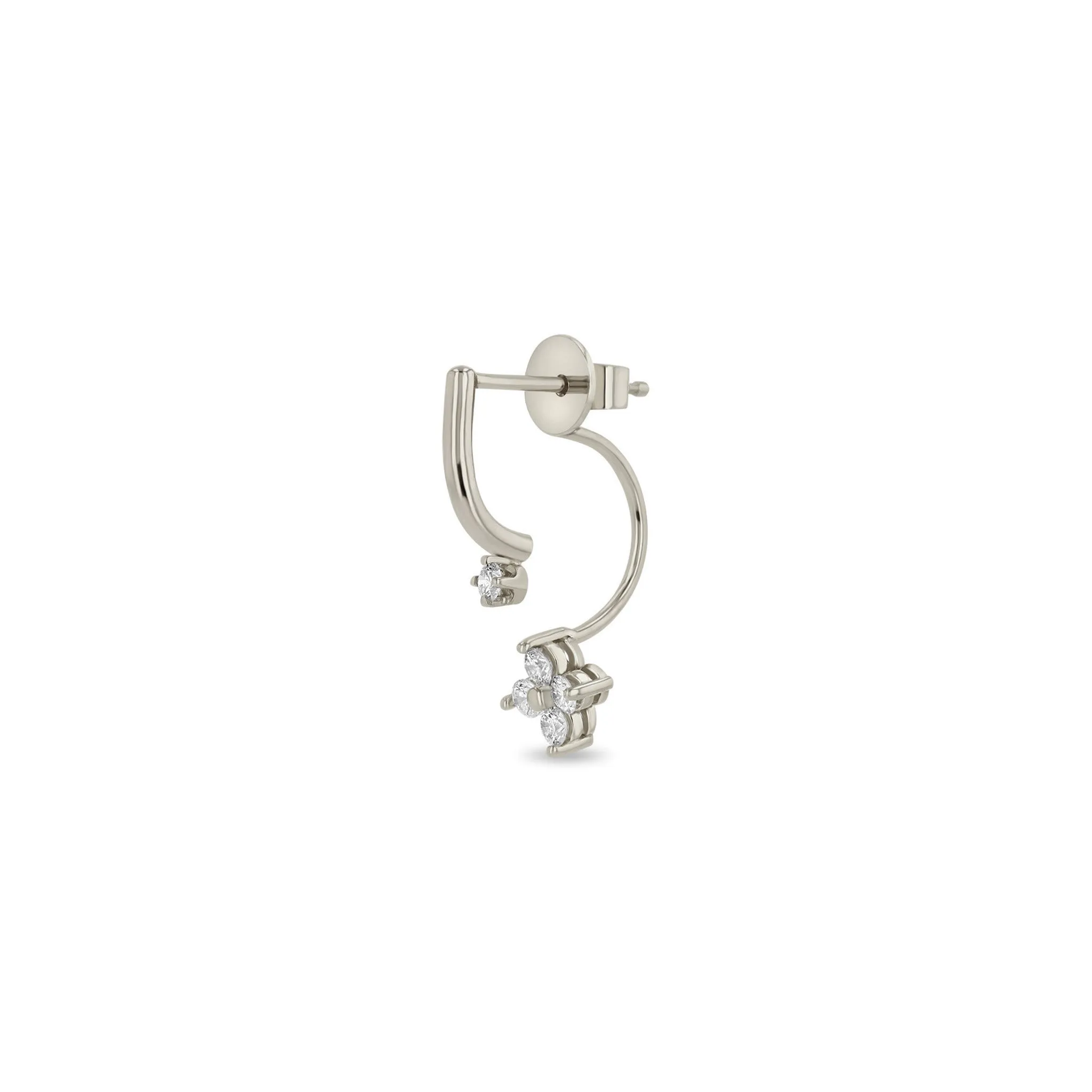 14k Prong Diamond Curved Bar Drop & Diamond Quad Jacket Earrings