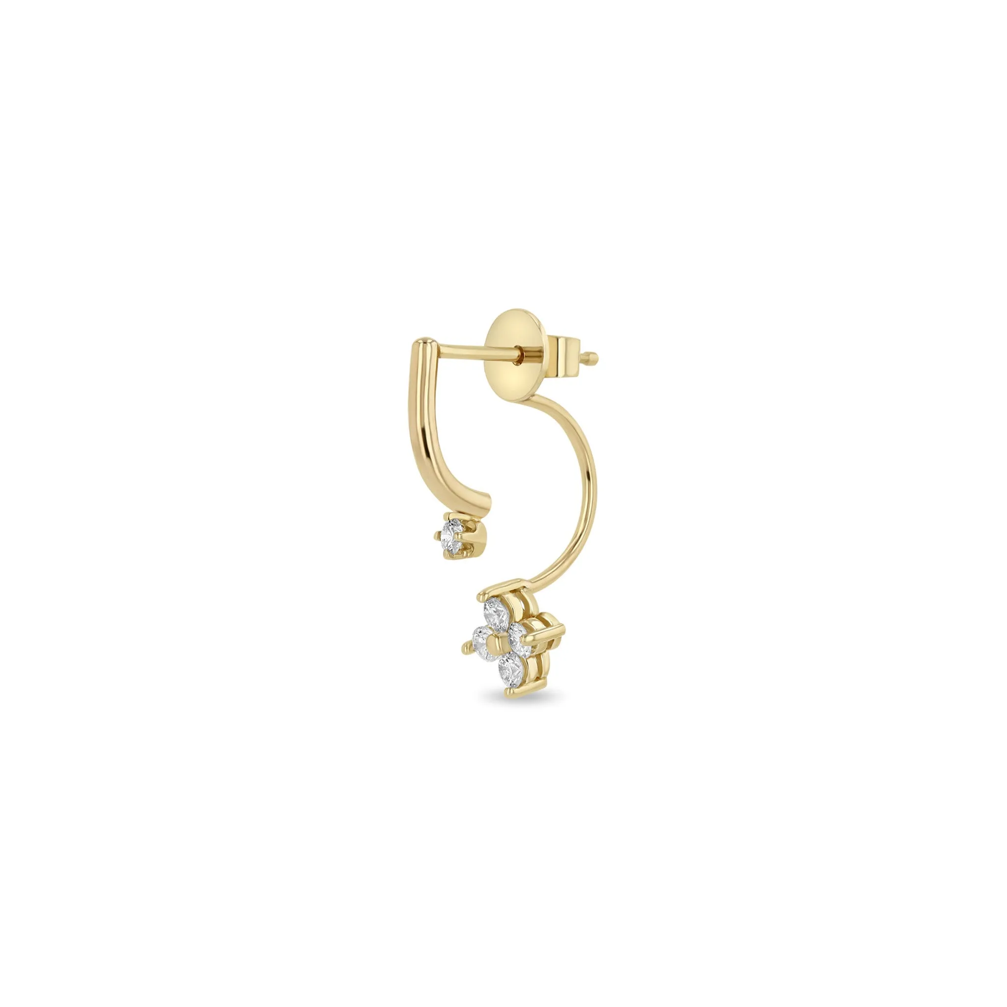 14k Prong Diamond Curved Bar Drop & Diamond Quad Jacket Earrings
