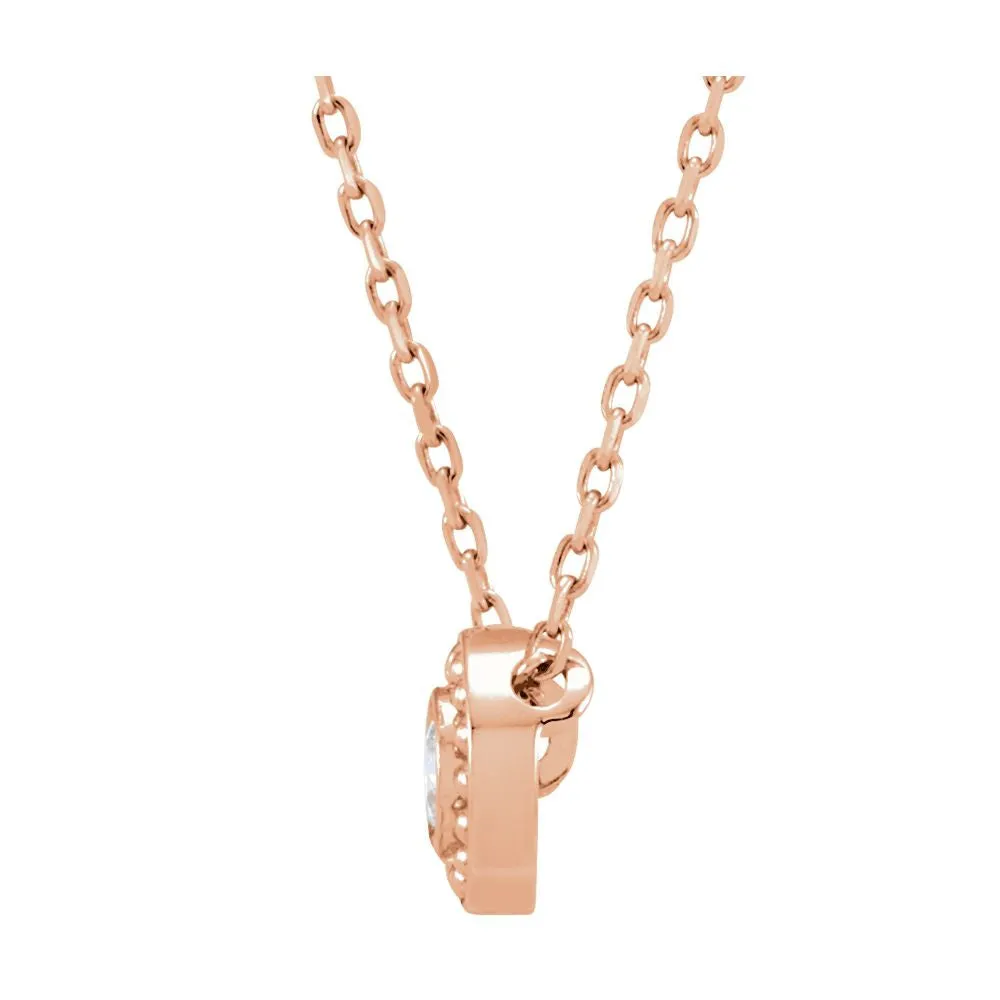 14k Rose Gold 1/10 CTW Diamond Beaded Slide Necklace