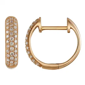 14K Rose Gold Diamond Pave Huggie Earrings