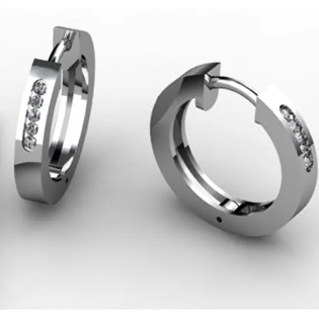14k Solid Gold Round Diamond Huggie Earrings (0.12.ct.tw)