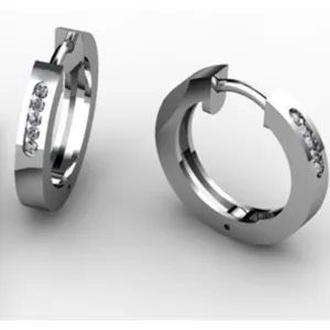 14k Solid Gold Round Diamond Huggie Earrings (0.12.ct.tw)