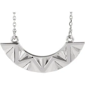 14K White Curved Bar 16-18" Necklace