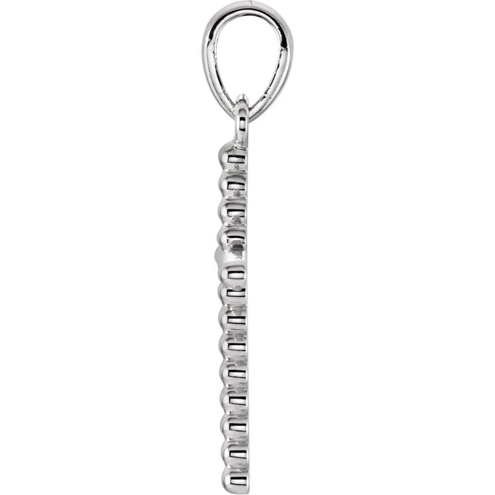 14k White Gold 24.25x12.05mm Beaded Cross Pendant