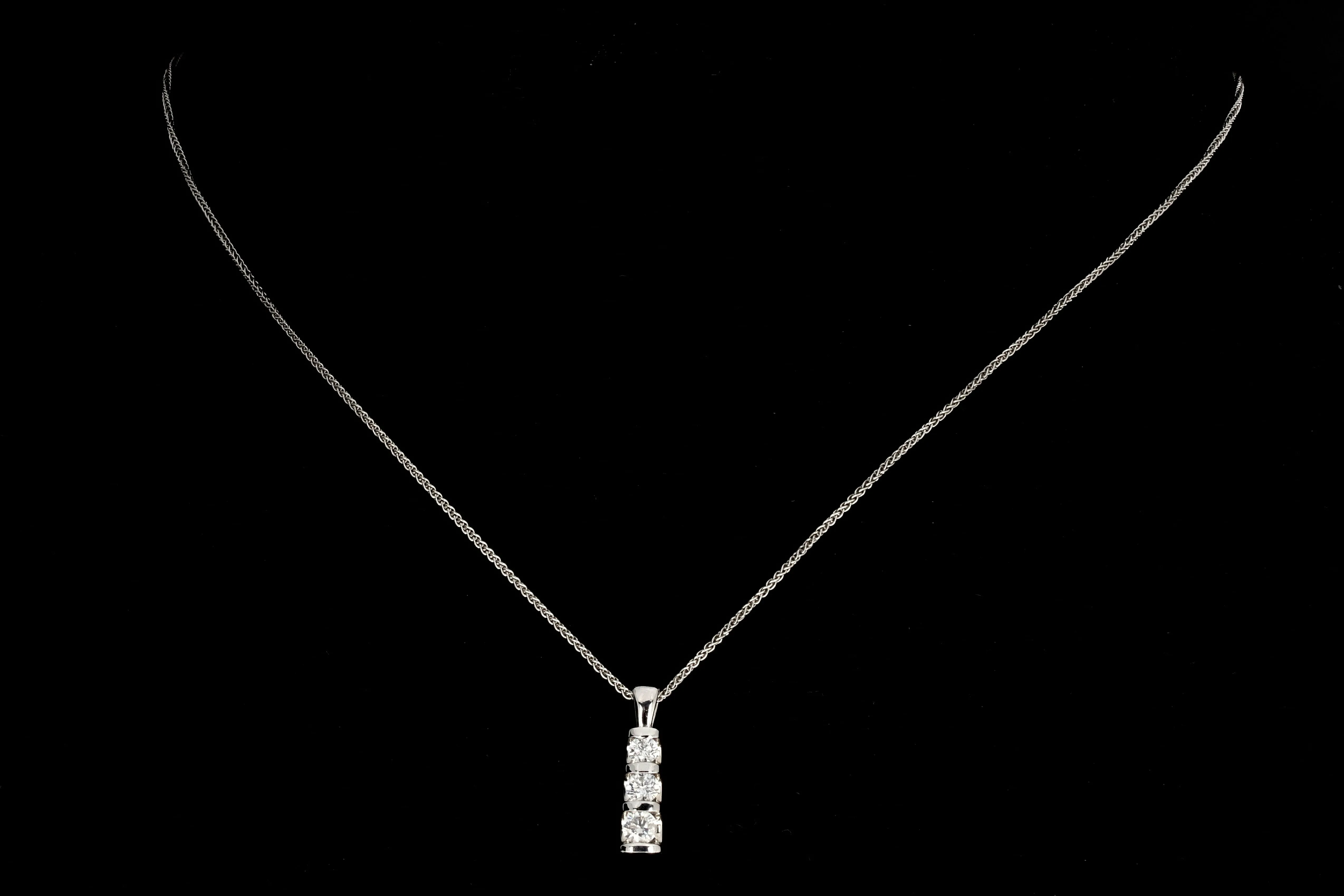 14K White Gold .50 CTW Diamond Pendant with 10K White Gold Chain