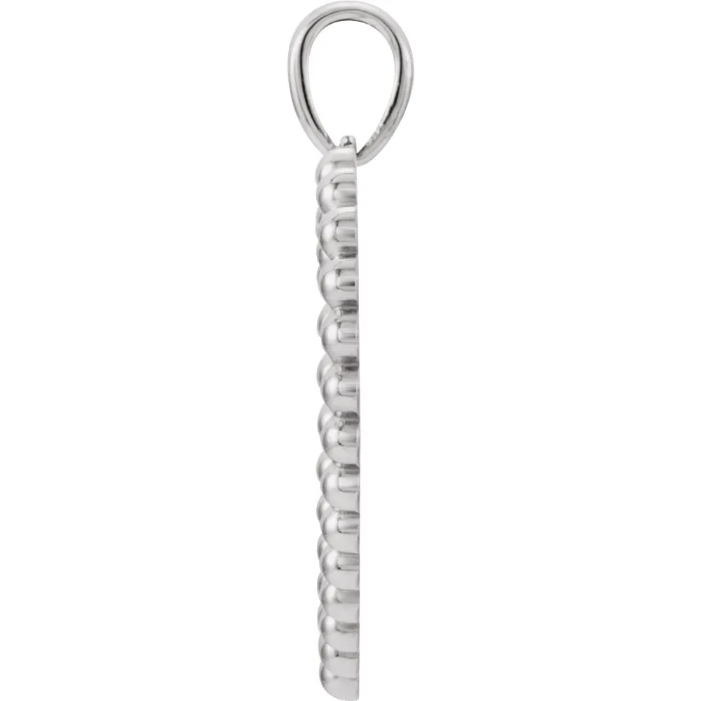 14k White Gold Beaded Heart Pendant