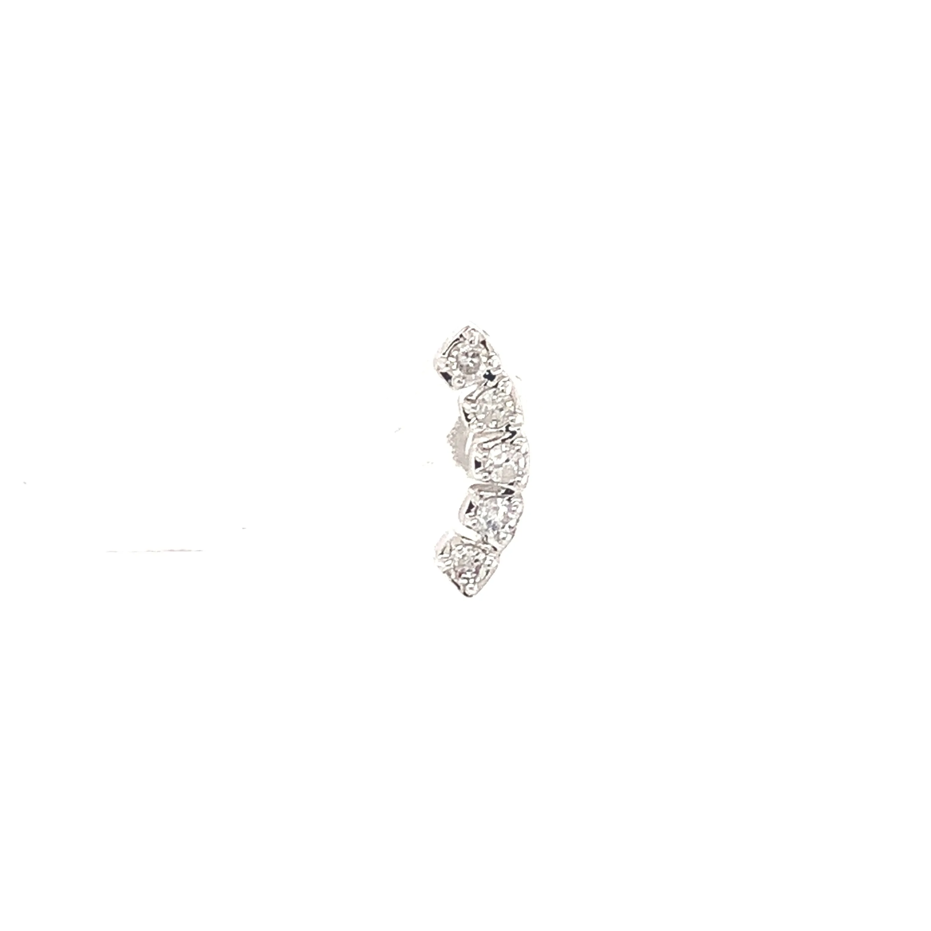 14K White Gold Diamond Ear Climber Earring