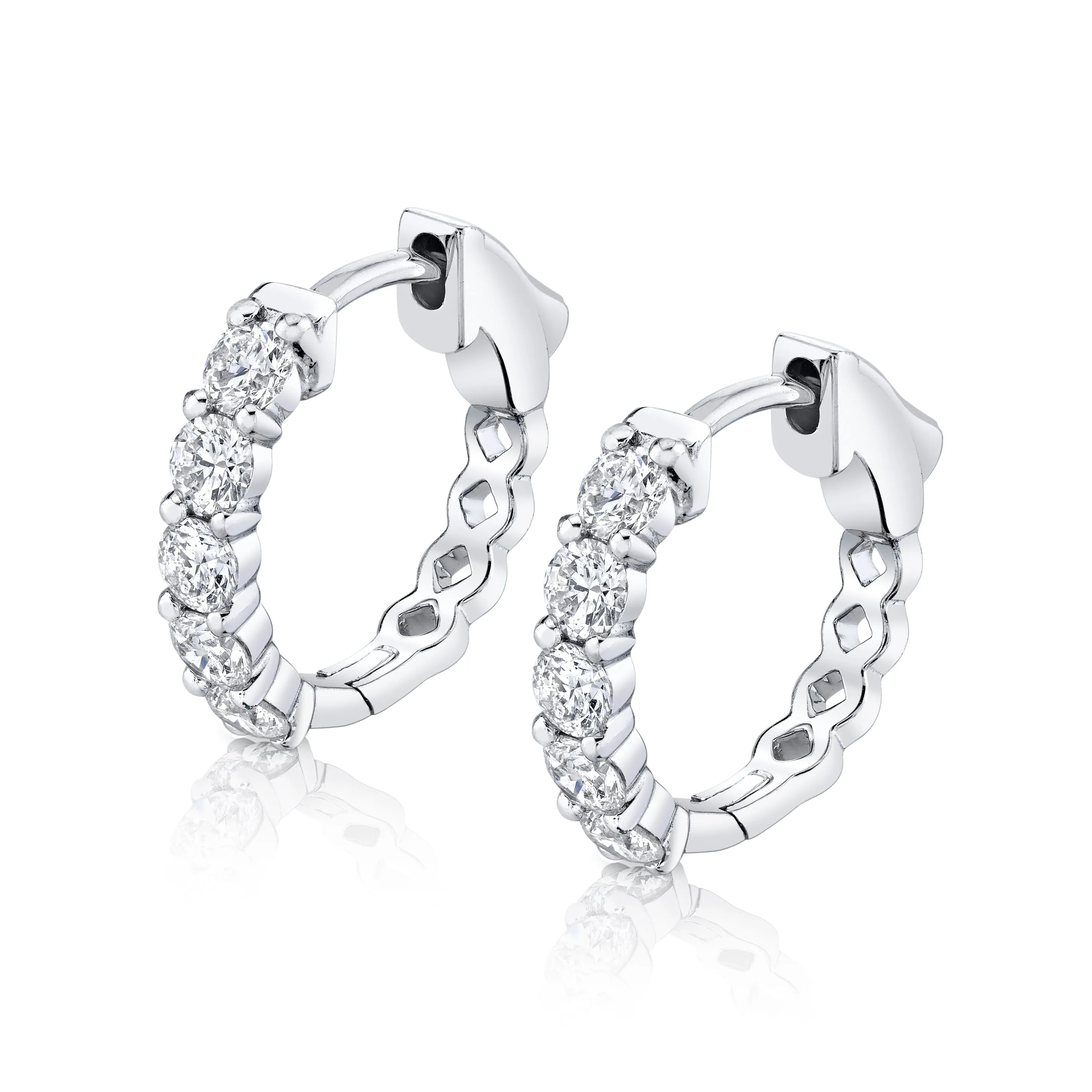 14K White Gold Diamond Hoop Earrings (1ctw)