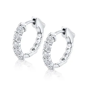 14K White Gold Diamond Hoop Earrings (1ctw)