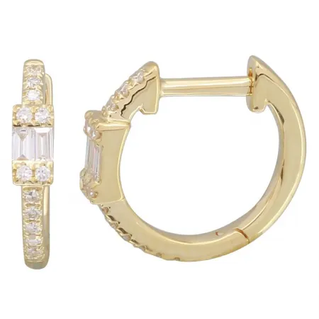 14K White Gold Diamond Huggie Earrings