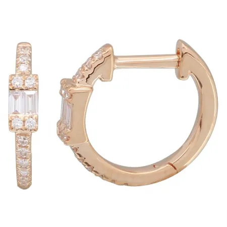 14K White Gold Diamond Huggie Earrings
