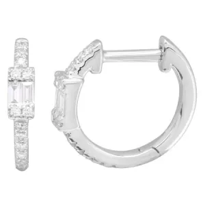 14K White Gold Diamond Huggie Earrings