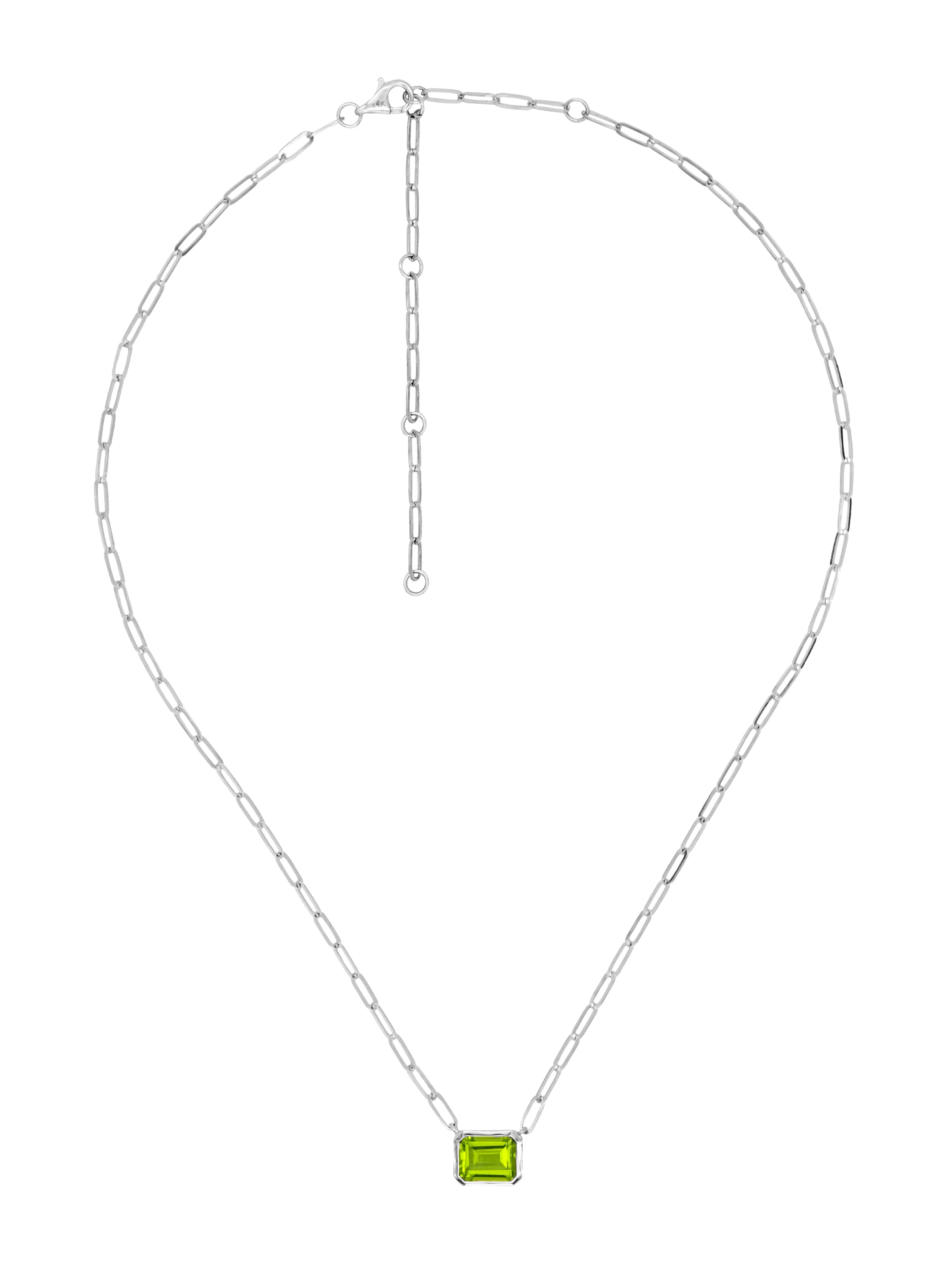 14k White Gold Peridot Necklace