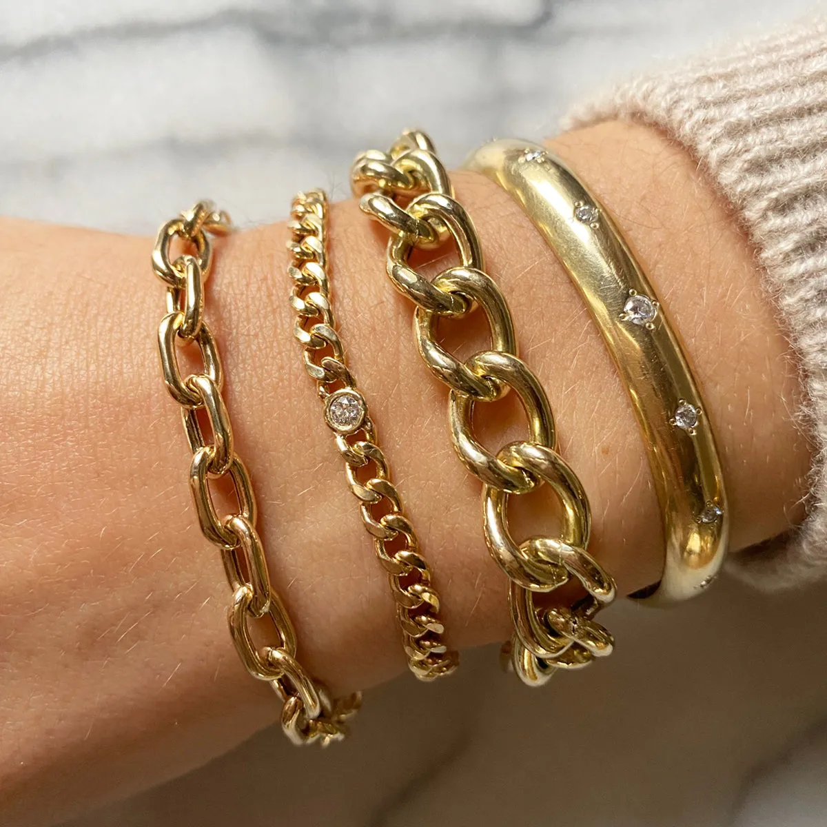 14k XXL Square Oval Link Chain Bracelet - SALE