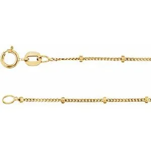 14K Yellow 1 mm Beaded Curb 16" Chain