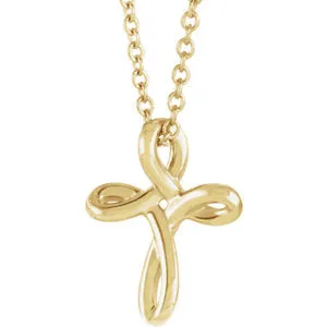 14K Yellow 13.35x10.42 mm Youth Cross 16-18" Necklace