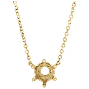 14K Yellow 5 mm Round Solitaire 18" Necklace Mounting