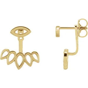 14K Yellow Geometric Ear Jacket Stud Earrings