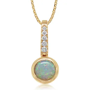 14K Yellow Gold Australian Opal/Diamond Pendant