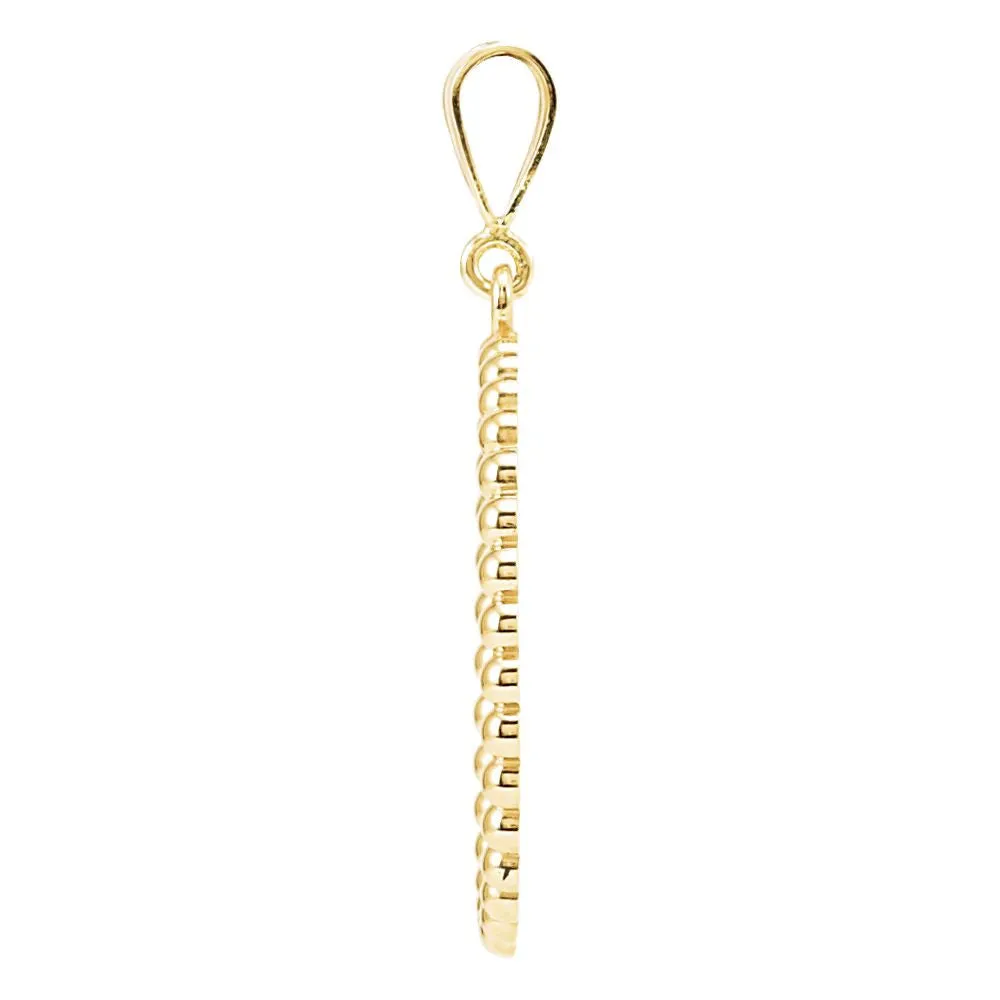 14k Yellow Gold Beaded Circle Silhouette Pendant