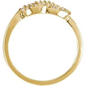 14k Yellow Gold Diamond Knot Ring, Size 7
