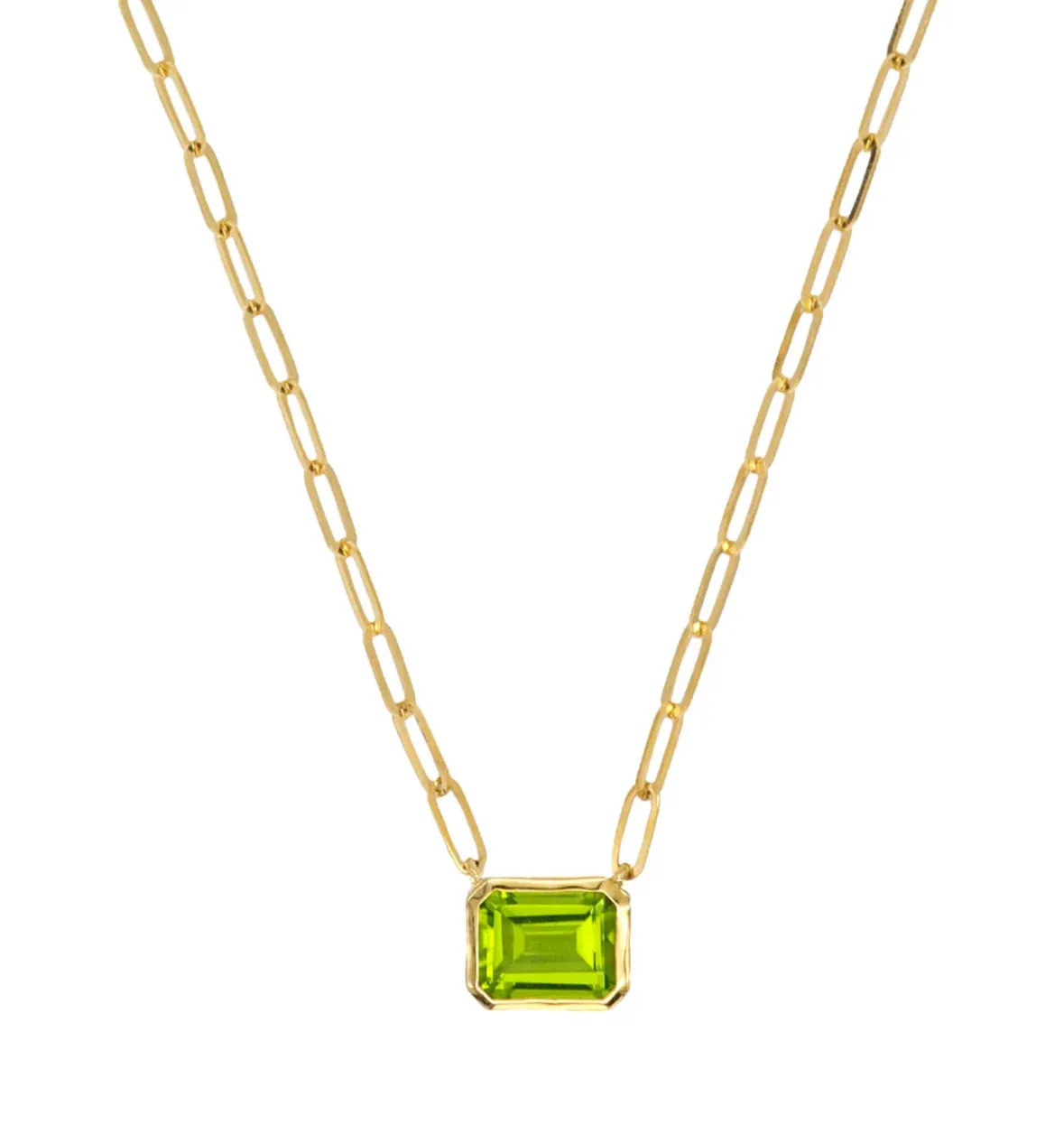 14k Yellow Gold Peridot Necklace