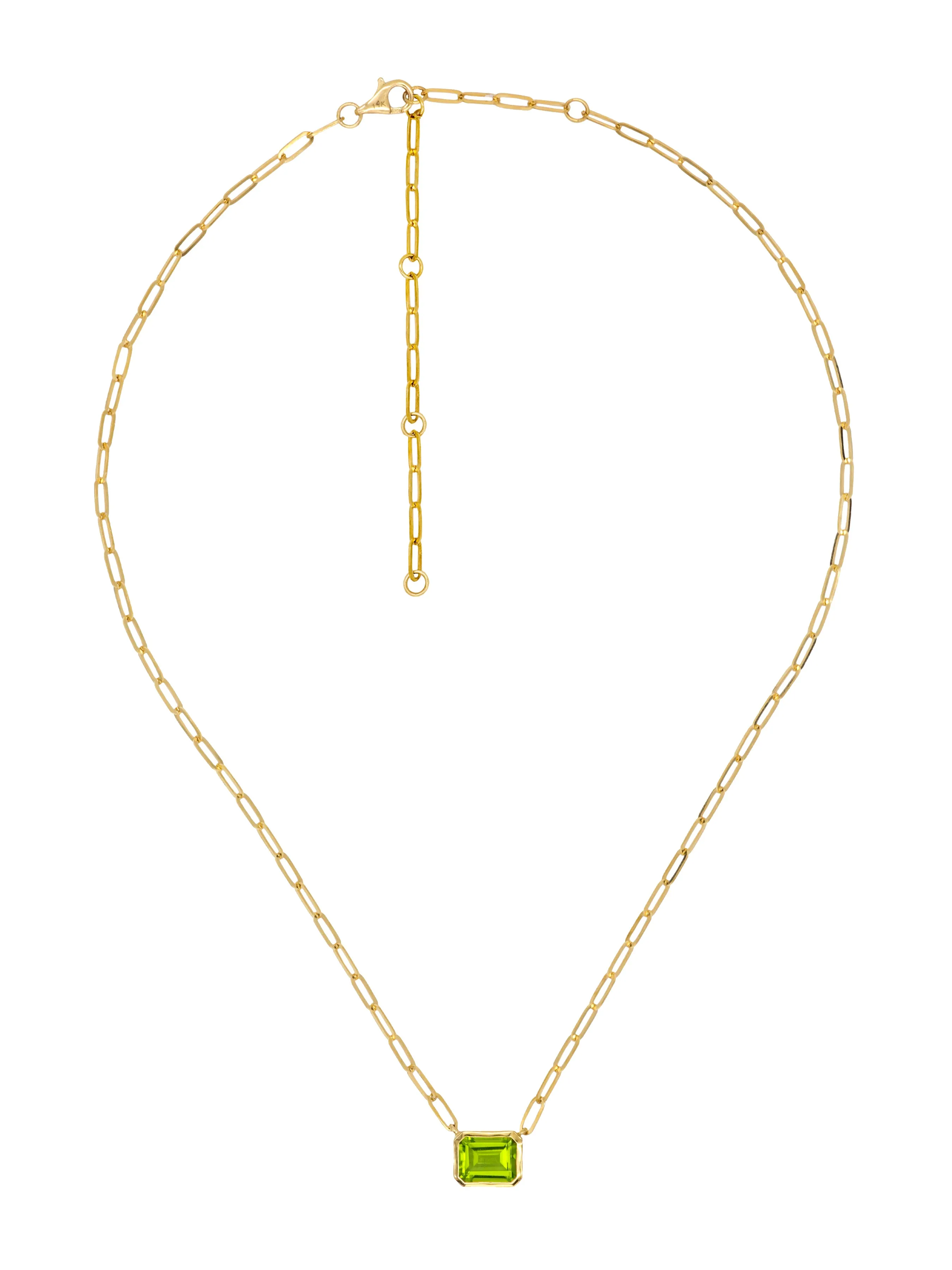 14k Yellow Gold Peridot Necklace