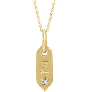 14K Yellow Initial Z .05 CT Diamond 16-18" Necklace